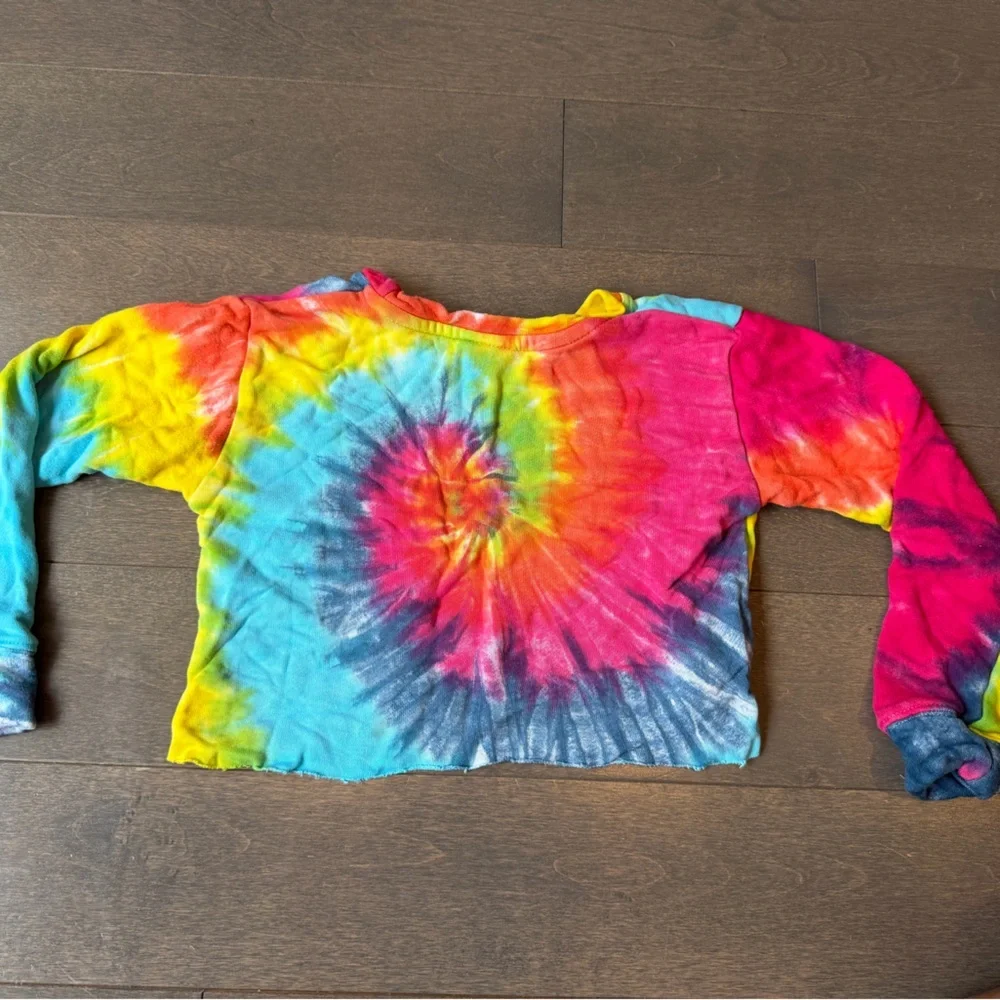 Flowers by Zoe Multi-Color Tie-Dye Top — Pink, Yellow, Green, Orange